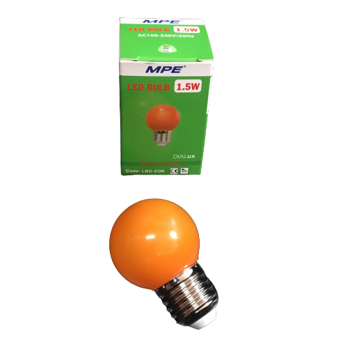 Bóng đèn tròn led buld 1.5W MPE LBD-3OR, màu cam