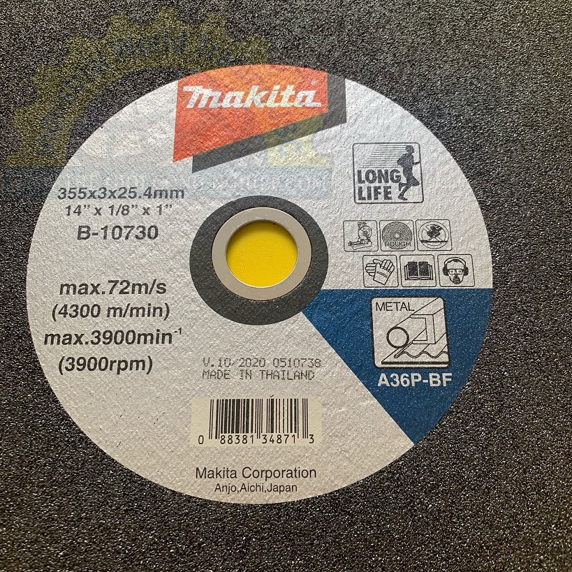 Đá cắt kim loại 335mm Makita B-10730, kích thước 355x3x25.4mm