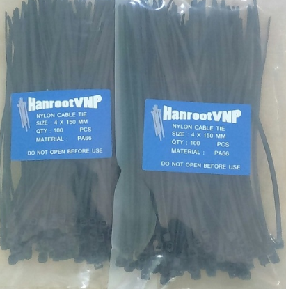 Dây rút nhựa màu đen 10x500mm HanrootVNP nhựa PA66 chịu lực 22kg, 100 sợi/gói