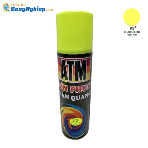 Sơn xịt phản quang ATM spray f3 màu vàng 400ml (fluorescent yellow), 12 chai/ 1 thùng