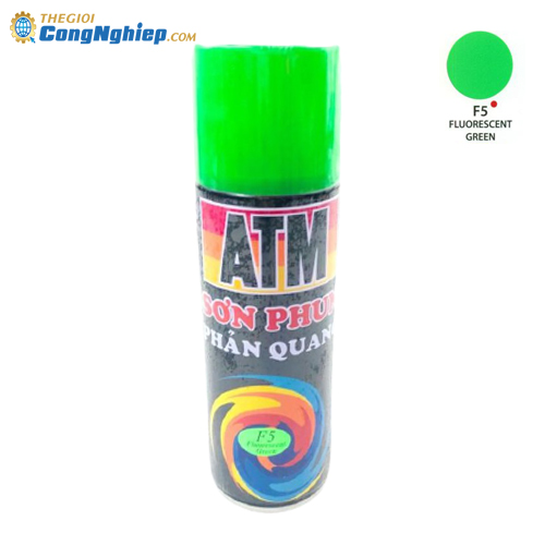 Sơn xịt phản quang ATM spray f5 màu xanh lá 400ml (fluorescent green), 12 chai/ 1 thùng