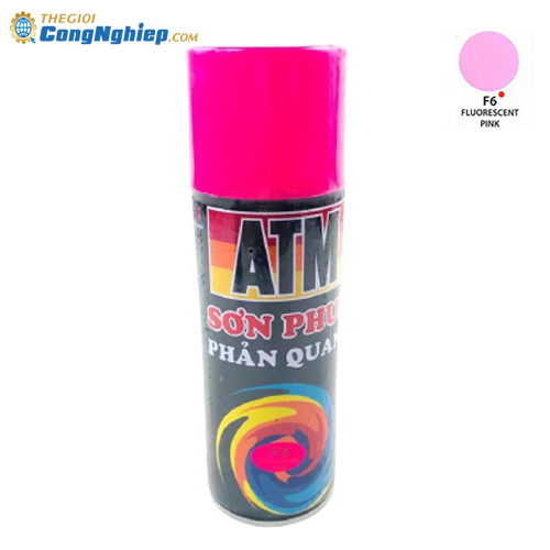Sơn xịt phản quang ATM spray f6 màu hồng 400ml (fluorescent pink), 12 chai/ 1 thùng