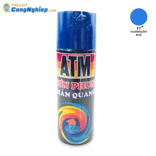 Sơn xịt phản quang ATM spray f7 màu xanh da trời 400ml (fluorescent blue), 12 chai/ 1 thùng