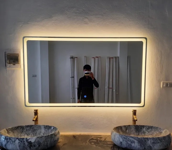 Gương điện Chữ Nhật 60x80cm, Bỉ 5 ly NGANG