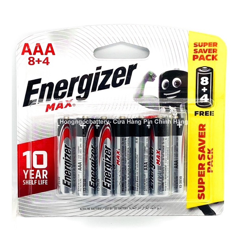 Pin tiểu AAA 1.5V Energizer, đóng gói Vỉ 2/3/6/12 Viên