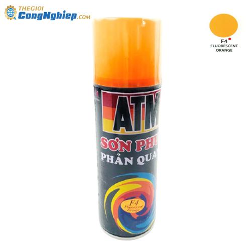 Sơn xịt phản quang ATM spray f4 màu cam lá 400ml (fluorescent orange), 12 chai/ 1 thùng