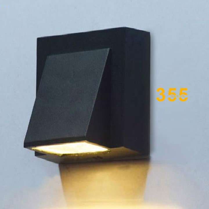 Đèn tường 355 Decor VNT2220T1 vỏ đen, kích thước L90 x H80mm, ánh sáng vàng 3000K
