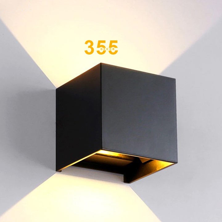 Đèn tường hiện đại 355Decor VNT2217VD vuông đen, ánh sáng vàng 3000K, kích thước L100*H100mm