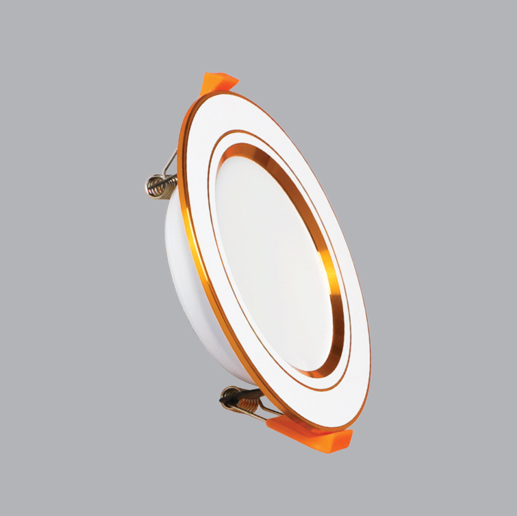 Đèn LED Downlight MPE 5W DLV-5/3C viền vàng, 3 màu, loại tròn âm trần