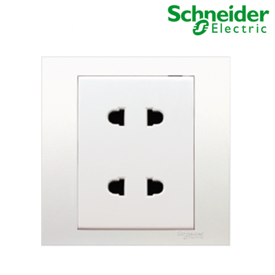 Bộ ổ cắm đôi 2 chấu 10A Vivace Schneider KB426US2_WE_G19, màu trắng