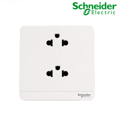 Bộ ổ cắm đôi 3 chấu 16A Schneider E83426UES2_WE_G19, màu trắng