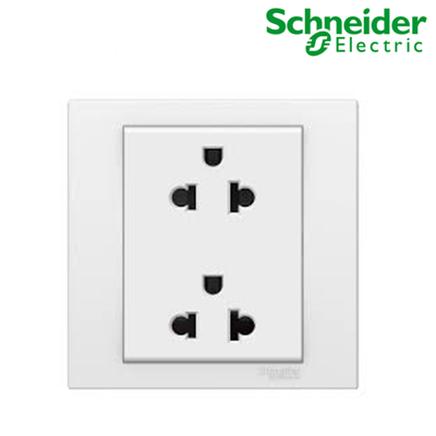 Bộ ổ cắm đôi 3 chấu 16A Vivace Schneider KB426UES2_WE_G19, màu trắng