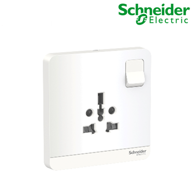 Bộ ổ cắm đơn đa năng 16A có công tắc Schneider E8315TS_WE_G19, màu trắng