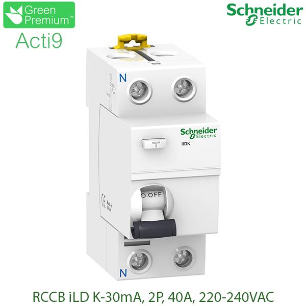 Cầu dao chống rò RCCB Easy9 ilD K 2P 30mA 240-415V 25A AC type Schneider A9R50225