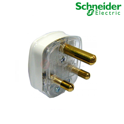 Phích cắm 3 chấu 15A kiểu Anh Schneider EP15_WE_G19 S-Flexi, màu trắng