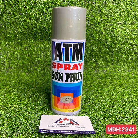 Sơn xịt ATM spray A221 màu xám sáng 400ml (light grey), 12 chai/ 1 thùng