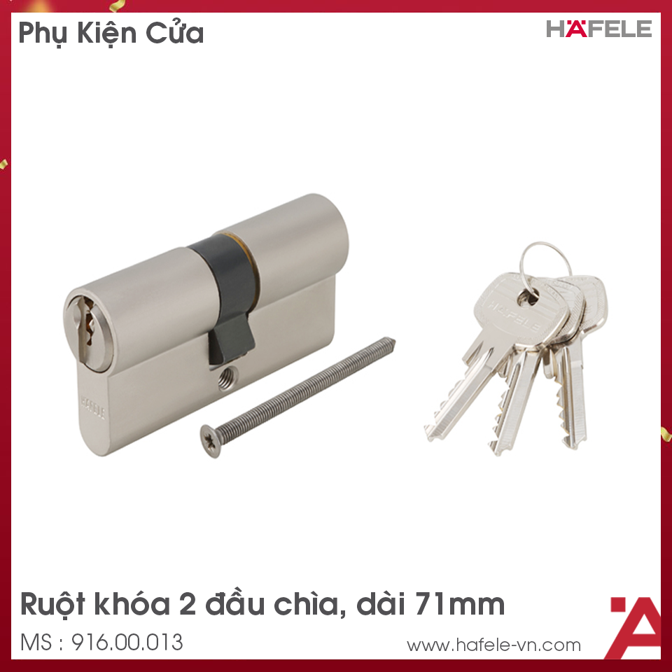 Ruột Khóa 2 Đầu Chìa 71mm Hafele 916.00.013