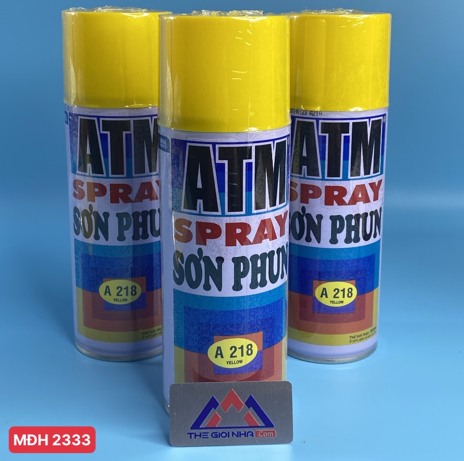 Sơn xịt ATM spray A218 màu vàng 400ml (yellow), 12 chai/ 1 thùng