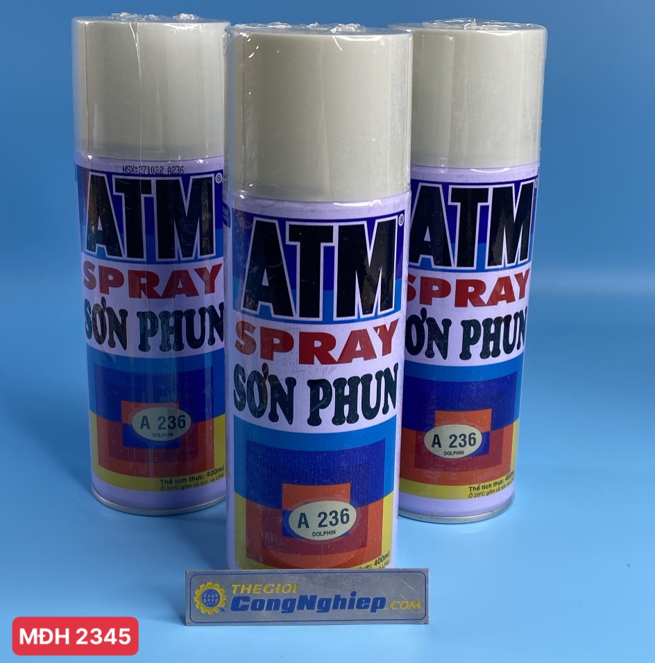 Sơn xịt ATM spray A236 màu xám trắng 400ml, 12 chai/ 1 thùng