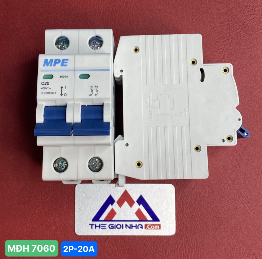 Cầu dao tự động MPE - số cực 2P, dòng định mức In 20A, Icu 6kA - MP6-C220