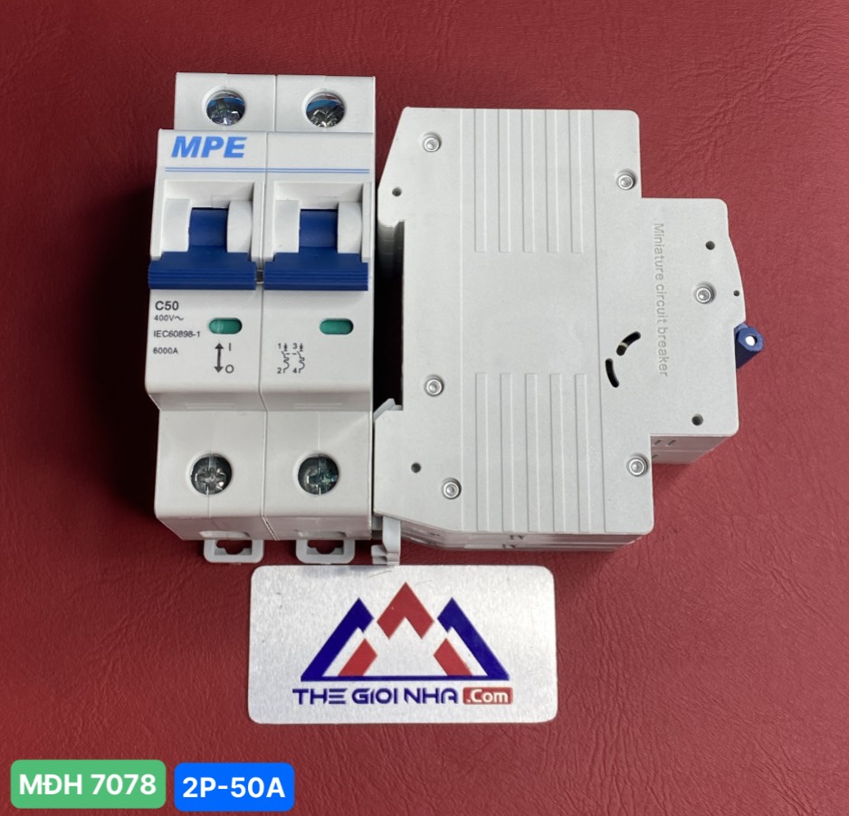 Cầu dao tự động MPE - số cực 2P, dòng định mức In 50A, Icu 6kA - MP6-C250