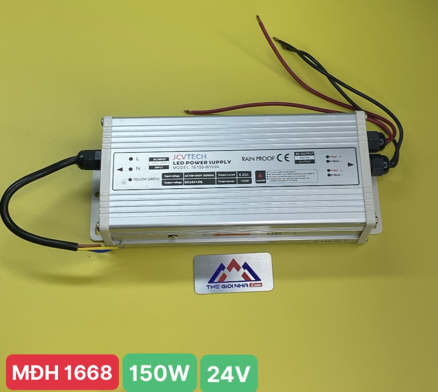 Nguồn 150W cho led dây JCVTECH FX150-H1V24, điện áp vào 220v, điện áp ra 24V