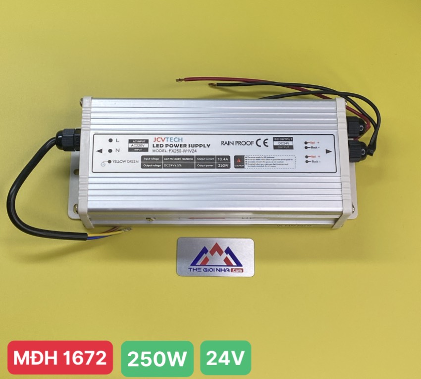 Nguồn 250W cho led dây JCVTECH JCV-250-24, điện áp vào 220V, điện áp ra 24V