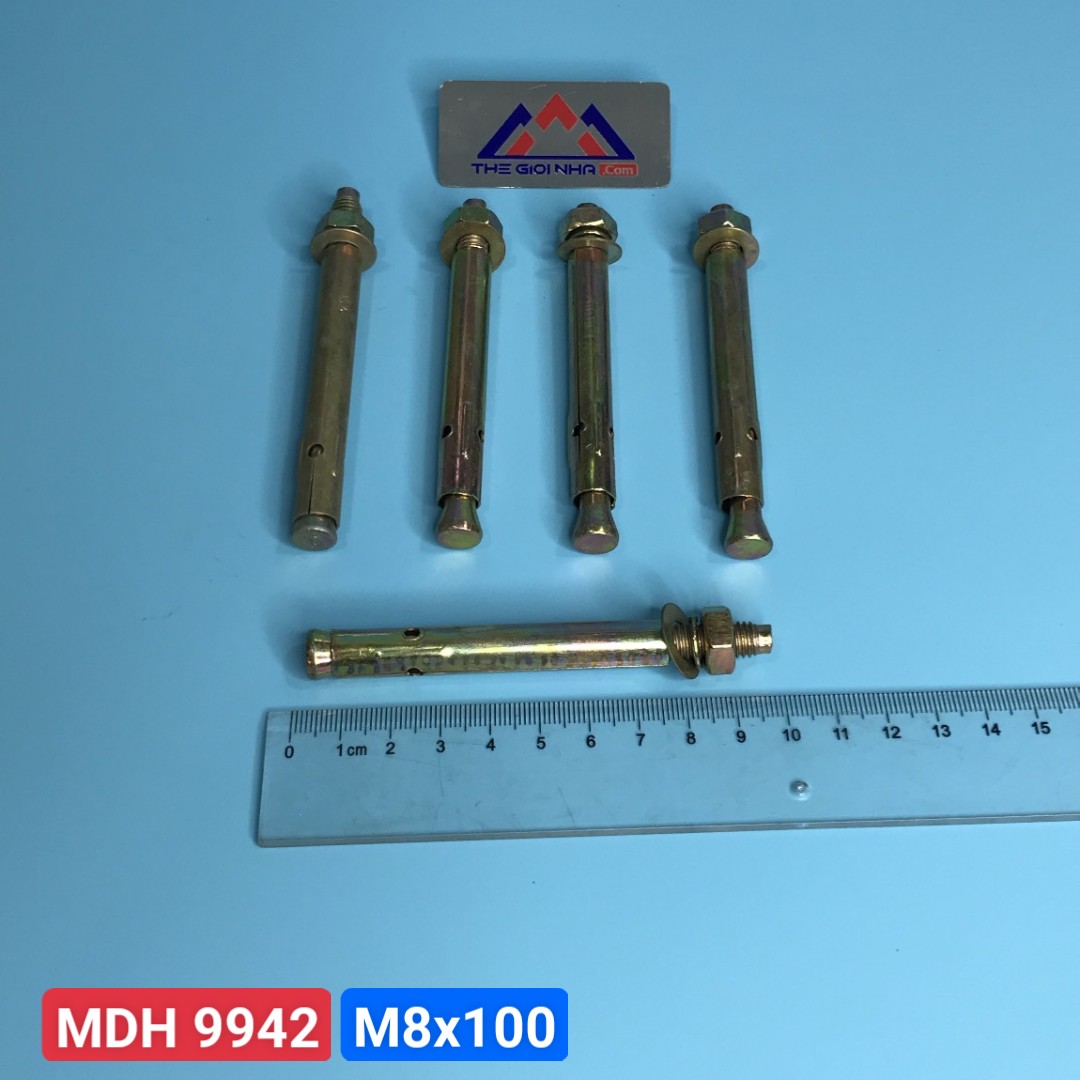 Tắc kê sắt xi vàng M8, KT 8x100mm