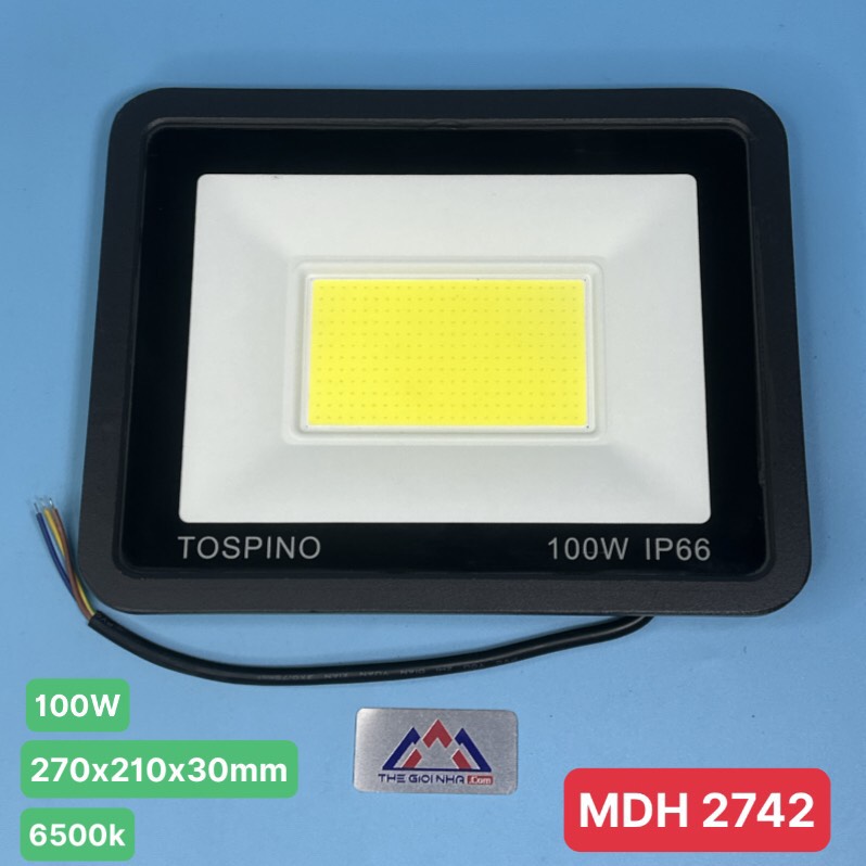 Đèn Led Pha 100W Tospino ánh sáng trắng, Tiêu chuẩn IP66, Chip COB