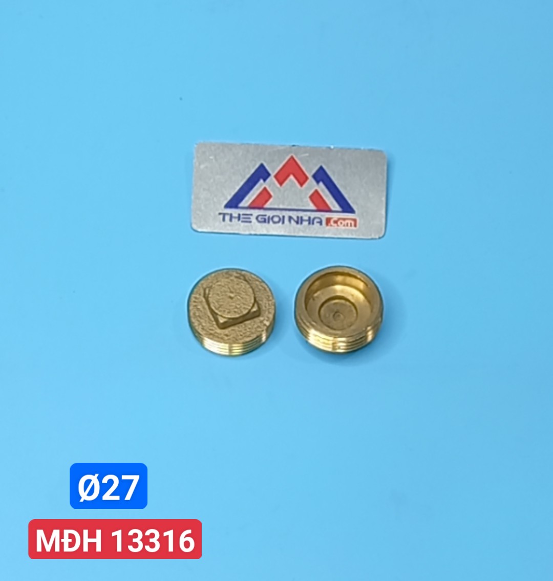Nắp khóa, bịt đầu ống ren ngoài ø27mm chất liệu đồng thau