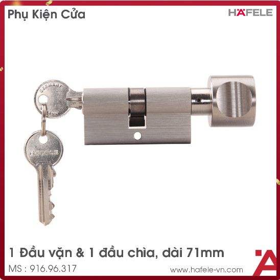 Ruột Khóa 1 Đầu Chìa 1 Đầu Vặn 71mm Hafele 916.96.317