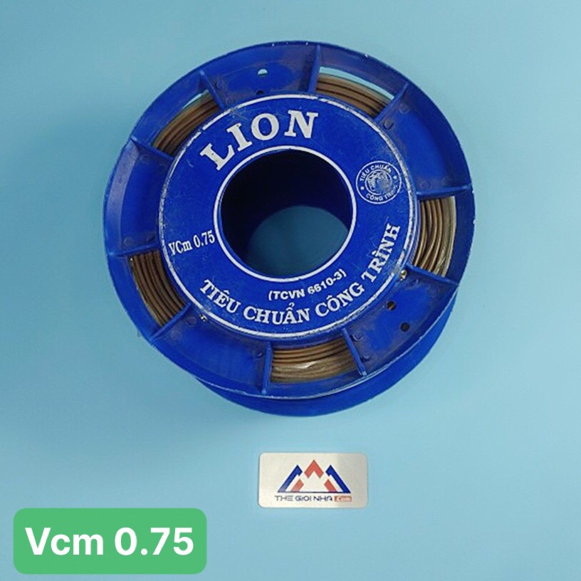 Dây điện đơn mềm Lion Vcm 0.75 màu nâu, ruột đồng, cách điện PVC, cuộn 100m