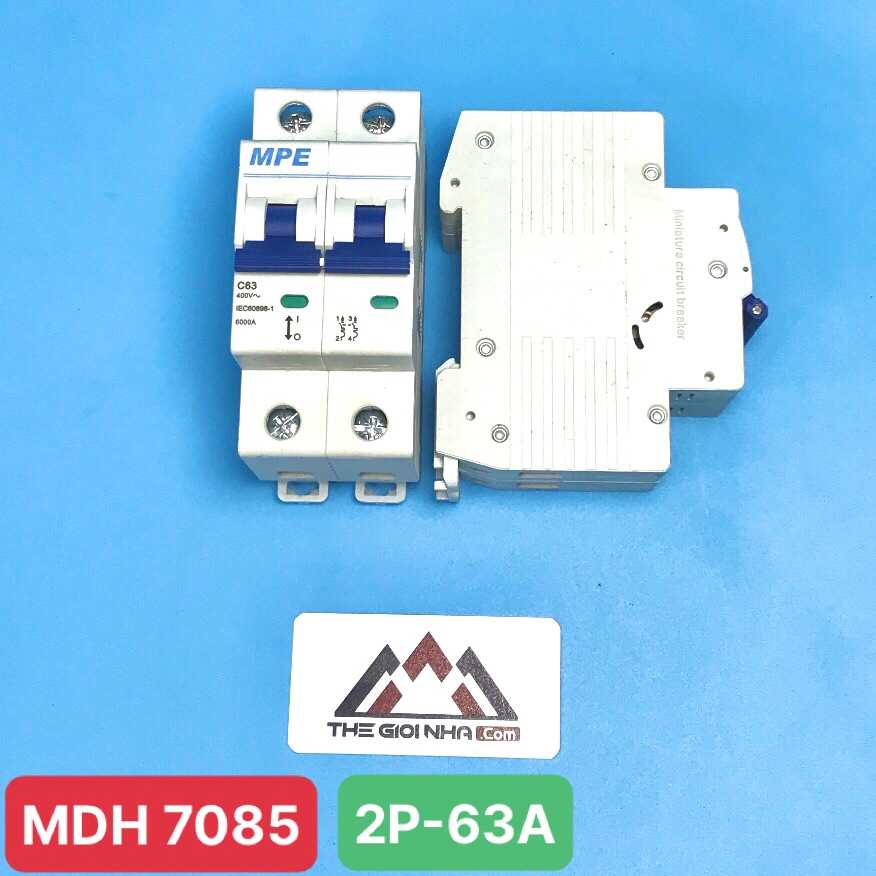 Cầu dao tự động MCB - số cực 2P, dòng định mức In 63A, Icu 6kA - MP6-C263