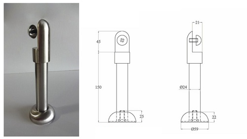 Phụ kiện inox chân vách ngăn vệ sinh 150cm