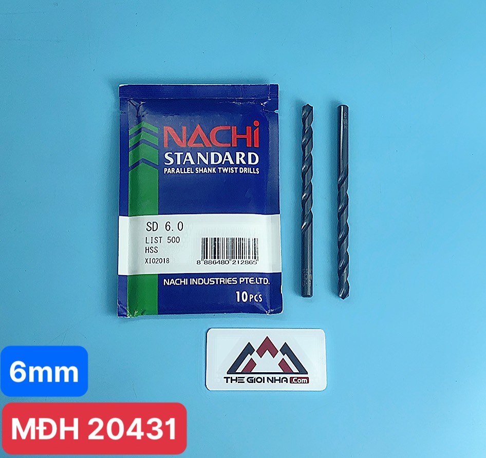 Mũi khoan sắt Nachi List 500-0600, HSS SD6.0, đường kính 6mm