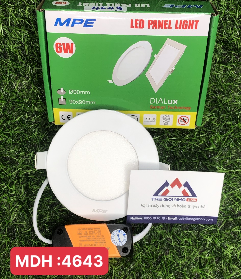 Đèn Led panel âm trần tròn 6W MPE RPL-6SV ánh sáng vàng, KT Þ110x22 mm, đực lỗ Þ90 mm