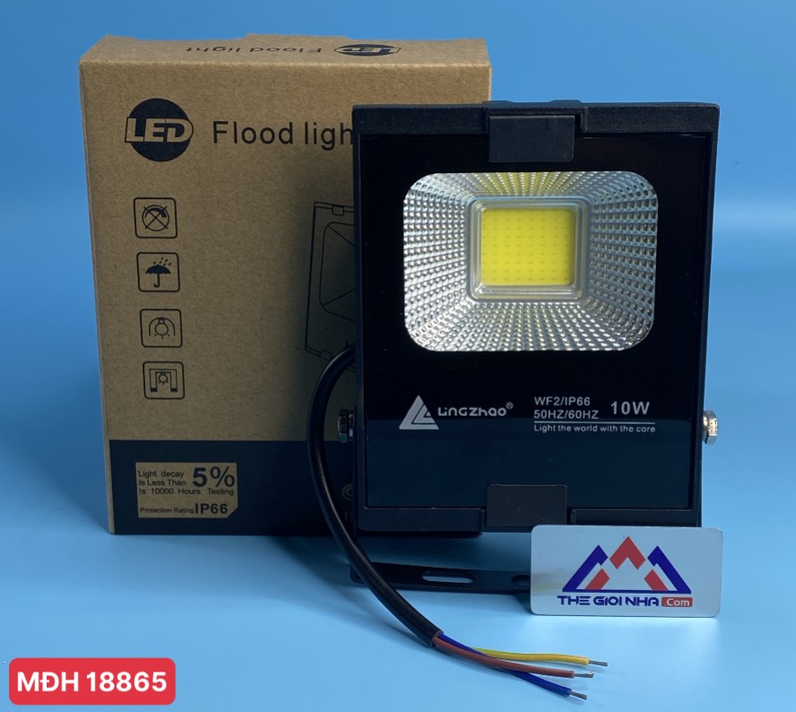 Đèn pha led 10W Lingzhao DPL-001-1, ánh sáng trắng, Kích thước hộp màu 130*43*166