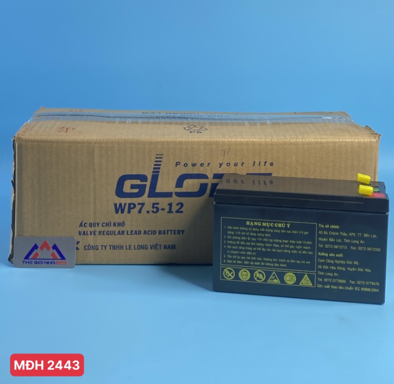 Bình ắc quy kín khí GLOBE WP7.5-12, 12V-7.5Ah