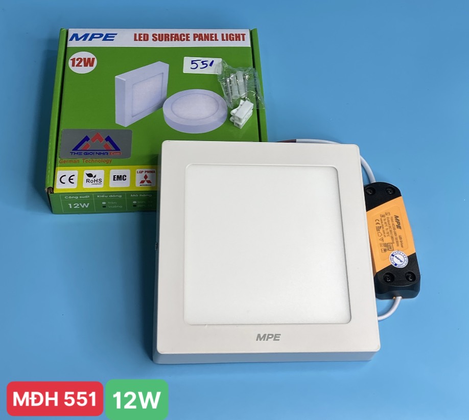 Đèn Led panel 12W MPE SSPL-12T ánh sáng trắng, loại vuông nổi