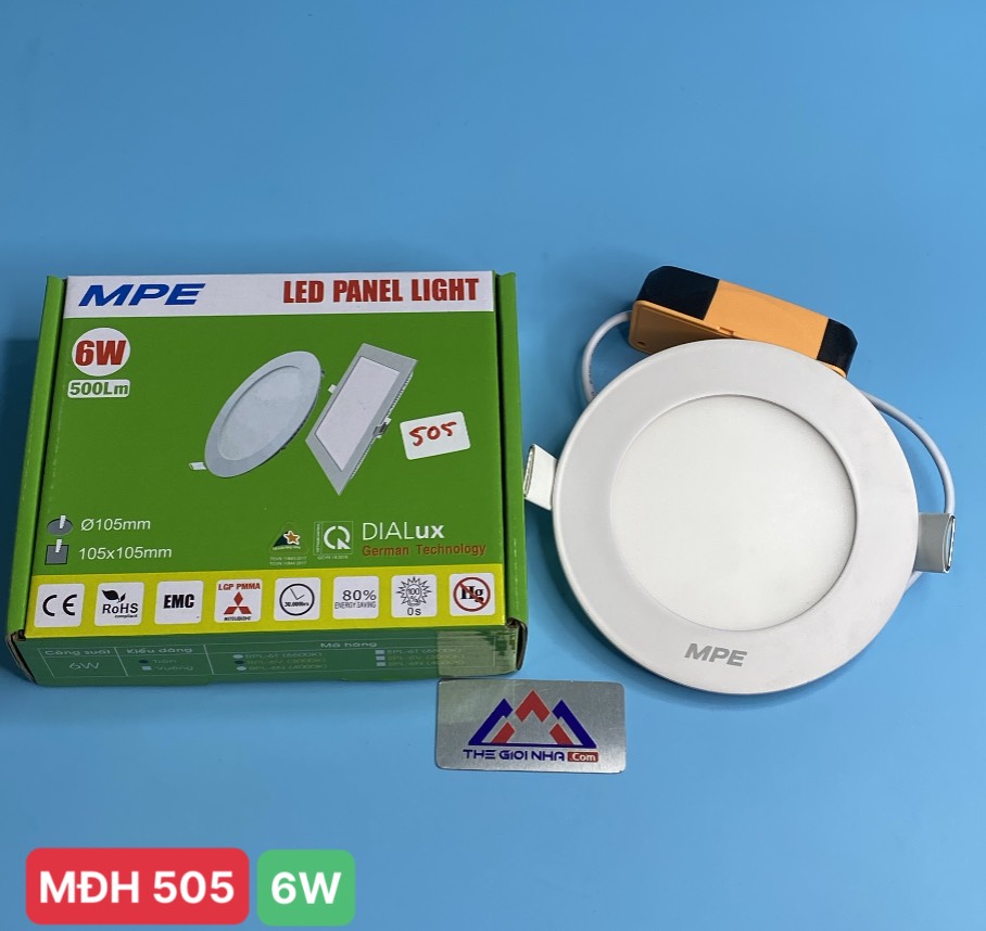 Đèn Led panel âm trần tròn 6W MPE RPL-6V, ánh sáng vàng, KT Þ120x22 mm, đục lỗ Þ105 mm