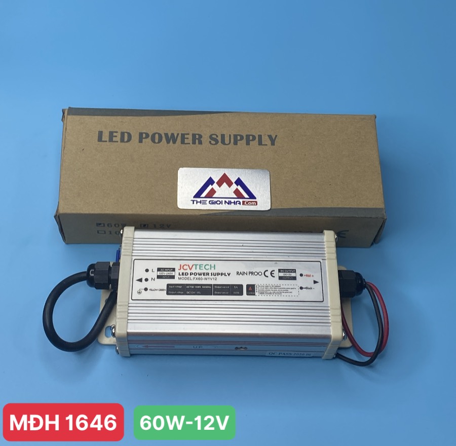 Nguồn 60W cho led dây JCVTECH FX60-W1V12, điện áp vào 220v, điện áp ra 12V