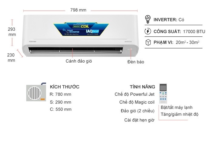 Máy lạnh Toshiba Inverter 2 HP RAS-H18C4KCVG-V/RAS-H18C4ACVG-V