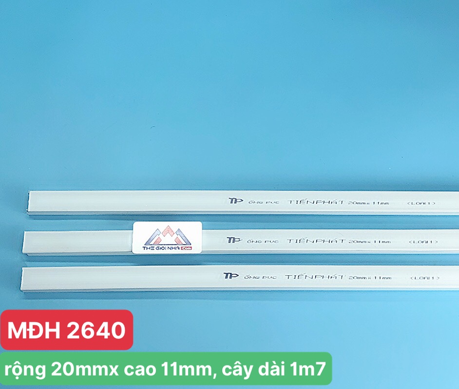 Nẹp nhựa vuông luồn dây điện 2P Tiến Phát V20/L1/1, rộng 20mmx cao 11mm, cây dài 1m7