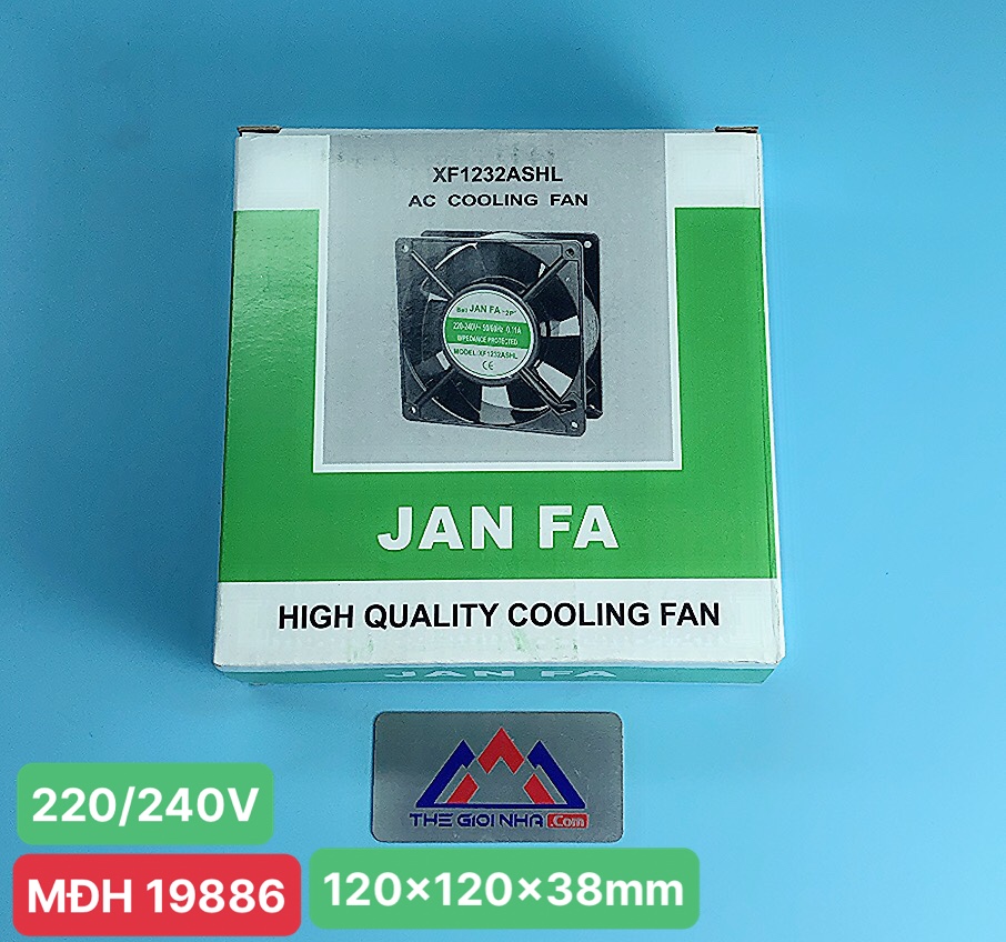 Quạt tản nhiệt Janfa XF1232ASHL, kích thước 120x120x38mm, điện áp AC 220/240V