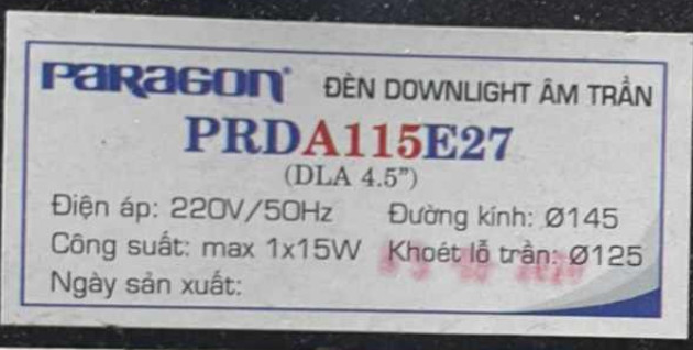 Đèn downlight âm trần Paragon PRDA115E27